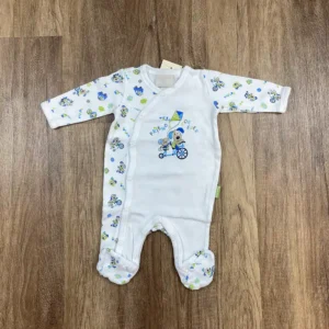 Fehér, Kék színű Hosszú szárú Fiú Rugdalózó (Brendon) 50