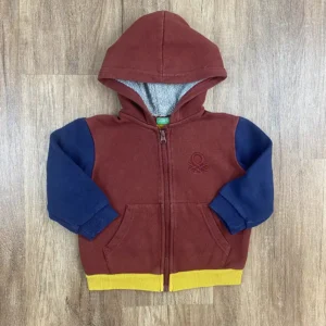 Bordó, Kék színű Kapucnis Fiú Pulóver (Benetton) 86, 92