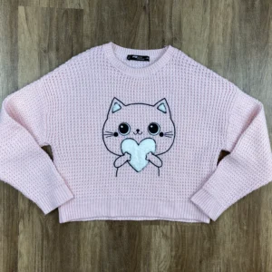 Rózsaszín színű Hosszú ujjú Lány Pulóver (Egyéb) XS