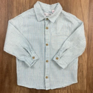 Fehér, Kék színű Hosszú ujjú Fiú Ing (Zara) 92