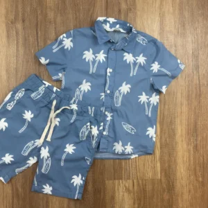 Fehér, Kék színű Rövid ujjú Fiú Ing (H&M) 104